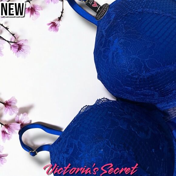 New NWT Victoria Secret Royal Blue Very Sexy Bombshell Add-2-Cups - 32D - Picture 4 of 7